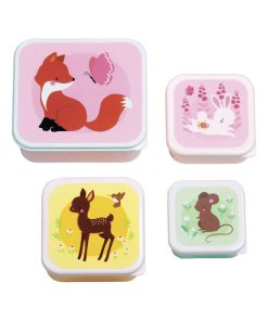 Lot de 4 boîtes à goûter Amis de la forêt - Multicolore