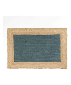 Tapis rectangle 120x180 jute bicolore Napoli bleu - Bleu