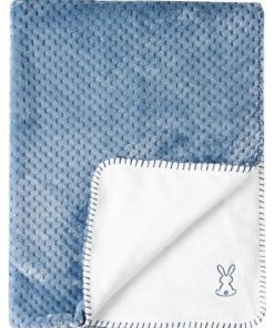 Couverture bébé Supersoft Lapidou bleu et blanc (75 x 100 cm) - Bleu