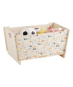 Coffre à jouets pour enfant sans clou ni vis - Bois naturel contreplaqué - Motif Sweet Bear - 100% F - Beige clair