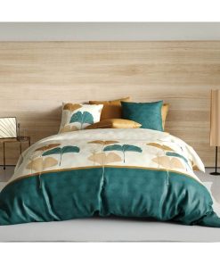 Housse de couette 260x240 Pagode + 2 taies 100% coton 57 fils - Vert