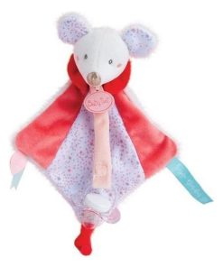 Doudou Babynat Souris Rose Attache tétine - Les Super doudous - Rose
