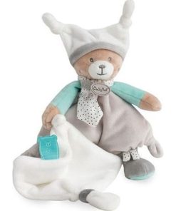 doudou Babynat Ours Gris Vert BN0351 Brioche & Polochon Pantin - Gris