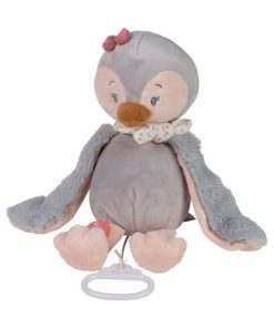Doudou Nattou Pingouin Gris Musical - 21 x 20 x 10 cm Sacha & Paulin - Gris