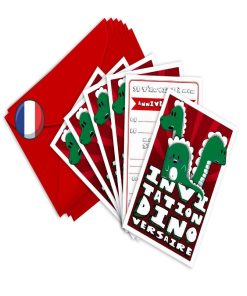 6 Invitations Et Enveloppes Anniversaire 'dinosaure' | Fabrication Française - N/A