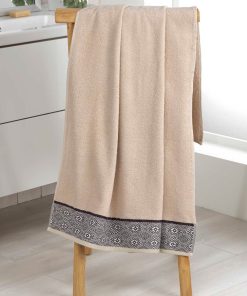 Drap de bain 90 x 150 cm ethnic Estebane Beige - Beige