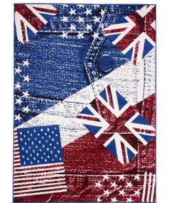 Tapis enfant 140x200 BC USA UK Bleu fabriqué en Europe Exclusivité idéal pour Chambre - Bleu