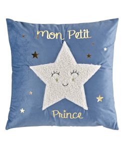 Coussin velours Mon petit prince Archie - Bleu