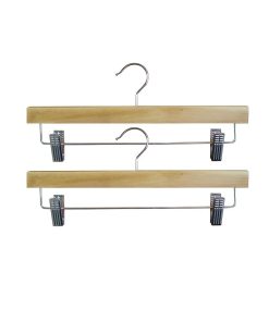 Lot de 2 cintres en bois avec pinces - marron