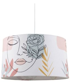 Suspension cylindrique tissu Visage D40 - Blanc