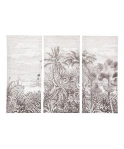 Toile imprimée triptyque Botanique - Blanc