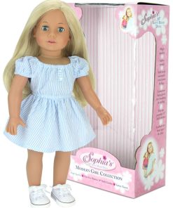 Sophia's - 18" Poupee - Doll Blonde + robe à rayures bleues et blanches, baskets en toile blanche - N/A
