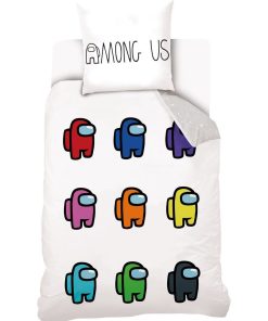 Housse De Couette Among Us Equipage et Taie D'oreiller - 100% Coton - Blanc
