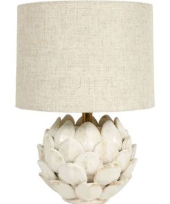 Lampe pétales céramique lin beige - Beige