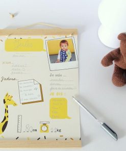 Affiche Souvenirs Bébé Kit complet Création Française - Jaune pâle