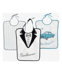 Lot de 3 bavoirs maternelle bébé Kinousses - Bleu