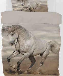 Parure de Lit Coton Cheval Blanc - Gris