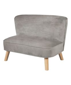 ROBA Canapé Enfant en Velours "Lil Sofa" Scandinave - 2 Places - Feuteuil Rétro Confortable - Gris - Gris