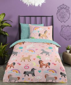 Parure de lit enfant 'arc-en-ciel' - rose