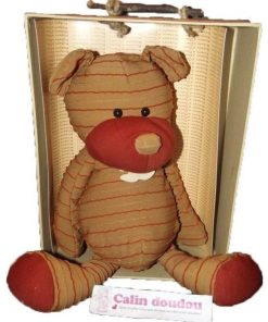 doudou Histoire d'ours Ours Marron rayure rouge 38cms HO1075 Couture Pantin - Marron