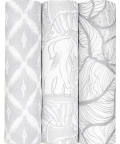 Lot de 3 maxi langes Silky soft Culture Club (120 x 120 cm) - Gris