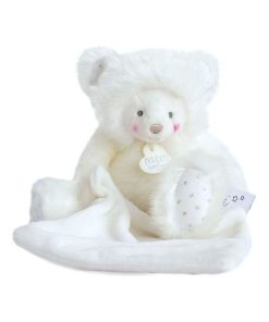 Doudou Doudou et compagnie Ours Blanc avec mouchoir Pantin - Trop Mimi - Blanc