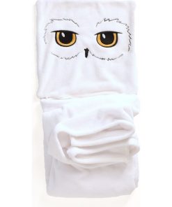Coussin Plaid Polaire Harry Potter Hedwige - 100% Polyester - Blanc