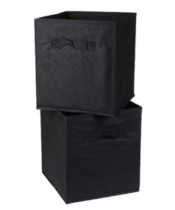 Cube De Rangement Intissé 28x28cm - Lot De 2 - Noir