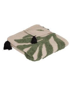 Jeté de lit poignée Cosy 130x180 coton - Vert