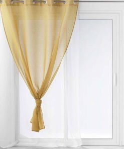 Voilage double à œillets 140x240 sable Duetto miel blanc - Jaune