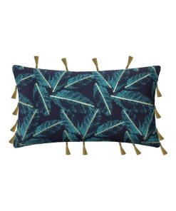 Housse de coussin pompons canard 30x50 cm - Bleu