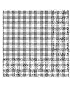 Lot de 20 serviettes en papier carreaux gris - Gris