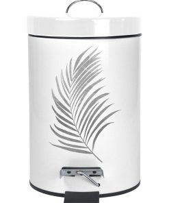 Poubelle à pédale 3L métal Orbella blanc argent - Blanc