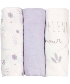 Lot de 3 langes bébé Trois Kilos Sept - Mauve