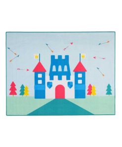Tapis enfant 95x125 LITTLE PRINCE CASTLE MD Bleu fabriqué en Europe idéal pour Chambre - Bleu