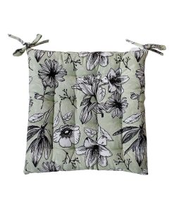 Lot de 4 galettes de chaise piquées 38x38 Lily vert sauge coton - Vert
