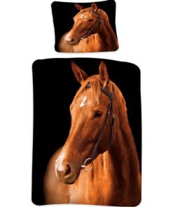 Parure de lit coton Cheval Brun - Marron