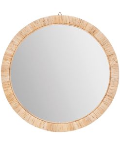 Miroir rotin rond Melany D60 - Beige