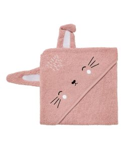 Cape de bain 70x70 cm ludique - Lapin rose - Rose