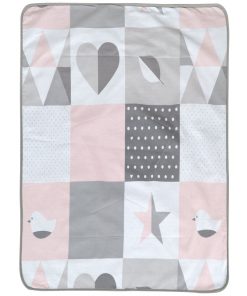 ROBA Couverture de Bébé "Happy Patch" - 80 x 80 cm - Rose / Gris - Rose