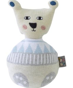 Jouet bébé éveil culbuto, cadeau de naissance en coton certifié Oeko-Tex - Ecru