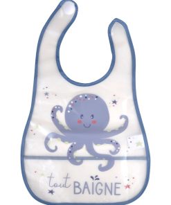 Bavoir bebe avec recuperateur Poulpe - Bleu