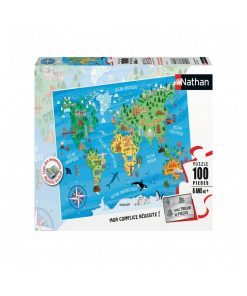 Puzzle 100 P Carte Du Monde Des Monuments - N/A