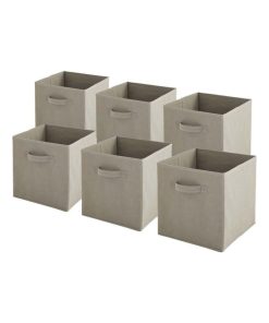 Paniers intissés pliables - lot de 6 - Taupe - 27x27x27cm - Gris taupe