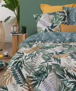 Housse de couette 240x260 Tropik + 2 taies 100% coton 57 fils - Vert