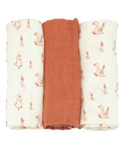 Lot de 3 langes 70x70 bébé Trois Kilos Sept - Rouge