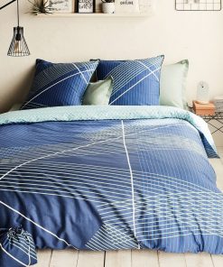 Future Home - Parure de lit 2 personnes en coton 57 fils imprimé bleu - Bleu