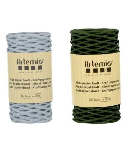 2 bobines fil kraft bleu tendre/vert bouteille 2mm x 25 m - N/A