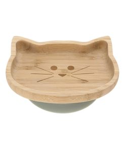 Assiette ventousée en Bambou Chat - Beige