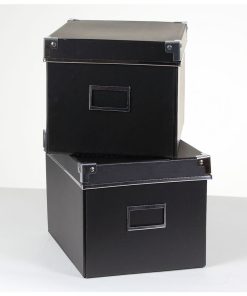 Lot De 2 Boîtes De Rangement Carton Noires - L21xp26xh15cm - Noir